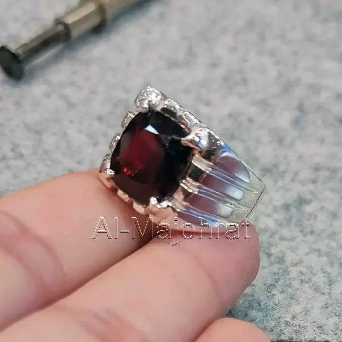 Natural Rhodolite Garnet Stone Ring 925 Silver