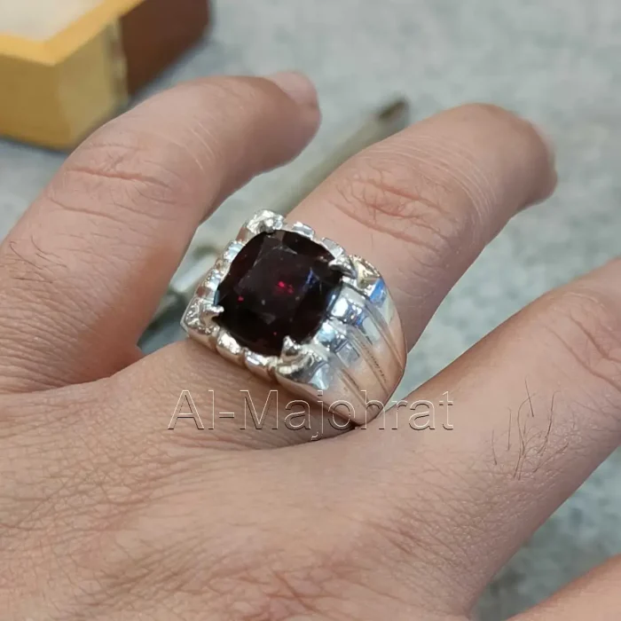 Natural Rhodolite Garnet Stone Ring 925 Silver