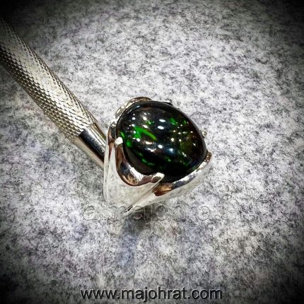 Black Opal Natural Ethiopian Fire Opal Ring 925 Silver