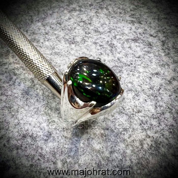 Black Opal Natural Ethiopian Fire Opal Ring 925 Silver