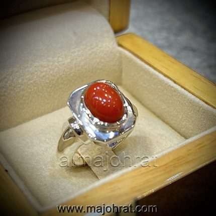 Red Coral Stone - Marjan Stone - 925 Silver Ring