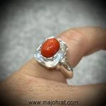 Red Coral Stone - Marjan Stone - 925 Silver Ring