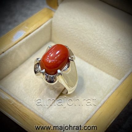 Red Coral Stone - Marjan Stone - 925 Silver Ring