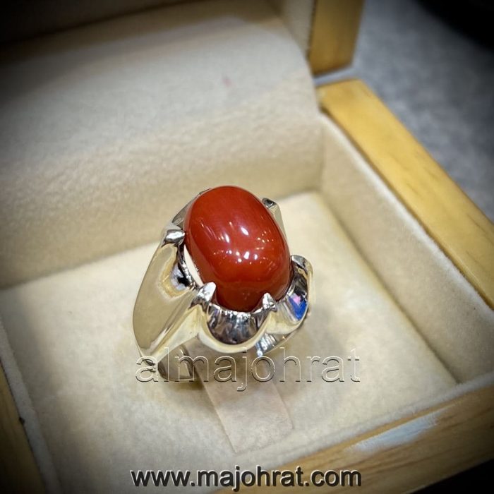 Red Coral Stone - Marjan Stone - 925 Silver Ring