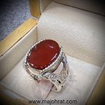 Red Onyx Ring - Pure Silver - خاتم فضة