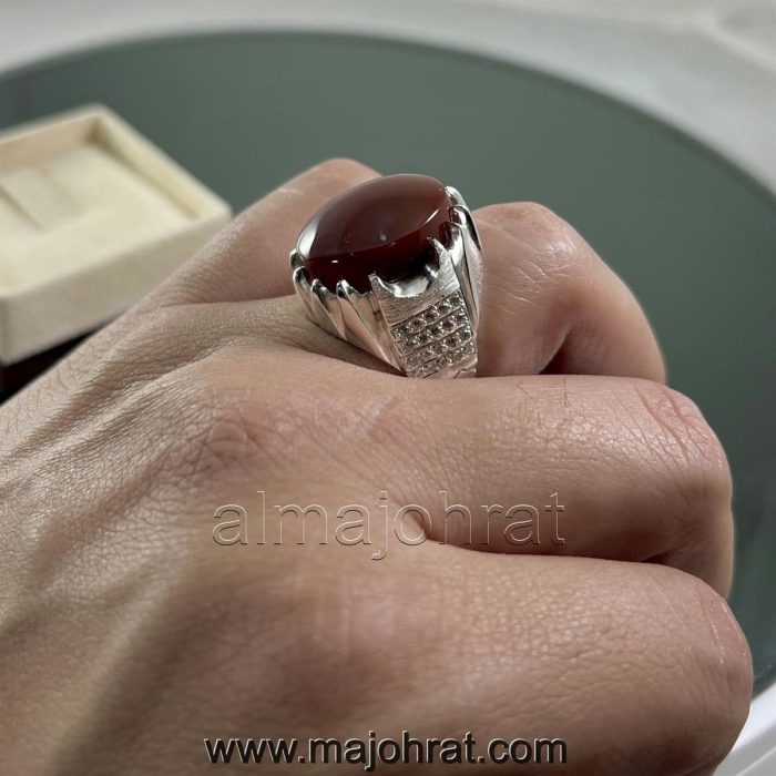 Yemeni Aqeeq - Natural Yemen Agate Ring - Pure Silver 925 - Image 2