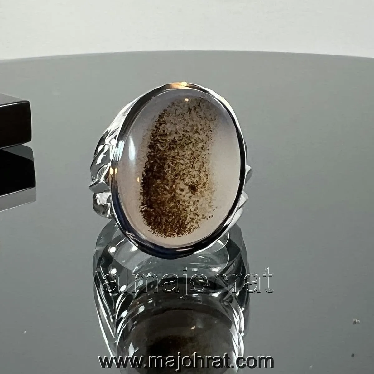Shajri Aqeeq - Yemen Agate Natural - 925 Silver Ring - Image 3