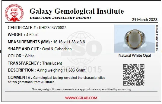 Australian Opal White Natural Gemstone - Pure Silver Ring - Image 4