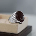 A Classic Ring Yemeni Aqeeq - Natural Red Yemen Agate Ring - Pure Silver