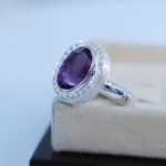 Amethyst Natural Gemstone Pure Silver Ring