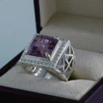 Amethyst Natural Gemstone Pure Silver Ring