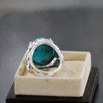 Natural Turquoise Ring - Shajri Feroza Pure Silver Ring - Firoza - Image 3