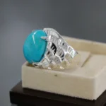 Natural Turquoise Ring - Shajri Feroza Pure Silver Ring - Firoza