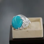Natural Turquoise Ring - Shajri Feroza Pure Silver Ring - Firoza - Image 2