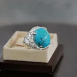 Natural Turquoise Ring - Shajri Feroza Pure Silver Ring - Firoza - Image 5
