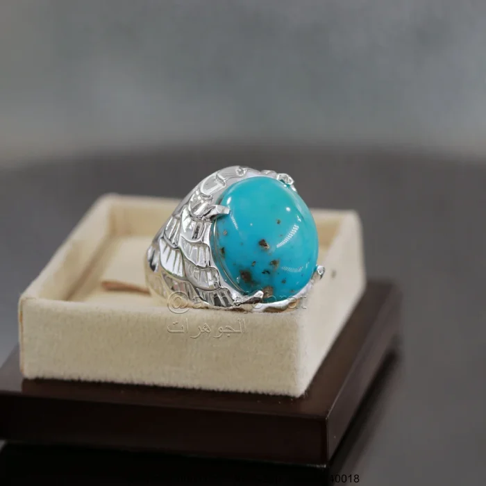 Natural Turquoise Ring - Shajri Feroza Pure Silver Ring - Firoza - Image 5