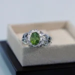Natural Peridot Ring + Zabarjad Stone + حجر زبرجد طبيعي