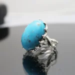 Natural Turquoise Ring - Shajri Feroza Pure Silver Ring - Firoza