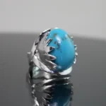 Natural Turquoise Ring - Shajri Feroza Pure Silver Ring - Firoza