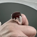 ⁦Yemeni Aqeeq - Natural Brown Yemen Agate Ring - Pure Silver⁩ - الصورة ⁦5⁩