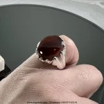 ⁦Yemeni Aqeeq - Natural Brown Yemen Agate Ring - Pure Silver⁩ - الصورة ⁦4⁩