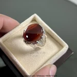⁦Yemeni Aqeeq - Natural Brown Yemen Agate Ring - Pure Silver⁩ - الصورة ⁦3⁩