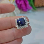 Blue Opal Ethiopian Natural Gemstone Silver Ring Women