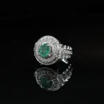 Emerald Zambian Natural Gemstone - Pure Silver Ring