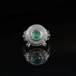 ⁦Emerald Zambian Natural Gemstone - Pure Silver Ring⁩ - الصورة ⁦2⁩
