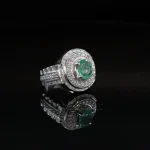 ⁦Emerald Zambian Natural Gemstone - Pure Silver Ring⁩ - الصورة ⁦3⁩