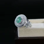 ⁦Emerald Zambian Natural Gemstone - Pure Silver Ring⁩ - الصورة ⁦4⁩