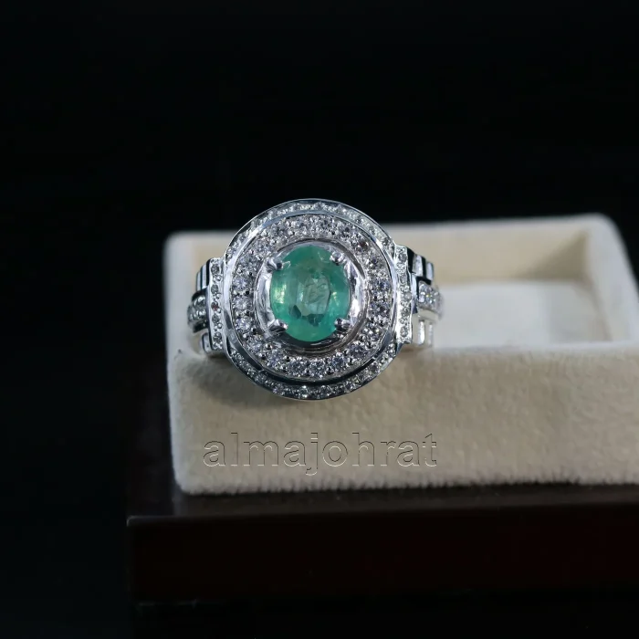 ⁦Emerald Zambian Natural Gemstone - Pure Silver Ring⁩ - الصورة ⁦5⁩
