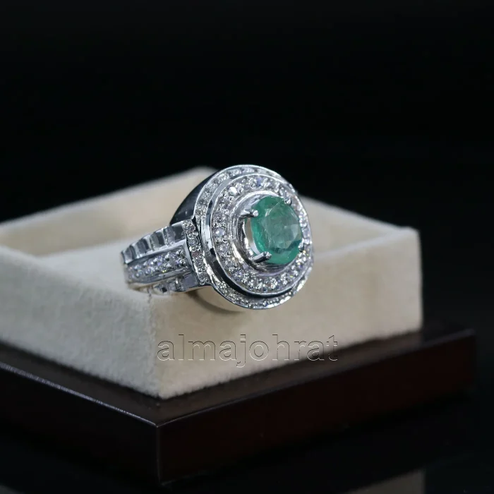 ⁦Emerald Zambian Natural Gemstone - Pure Silver Ring⁩ - الصورة ⁦6⁩