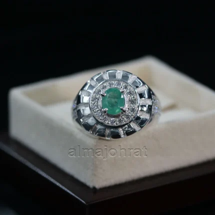 Emerald Zambian Natural Gemstone - Pure Silver Ring