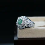 ⁦Emerald Zambian Natural Gemstone - Pure Silver Ring⁩ - الصورة ⁦2⁩