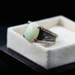 White Opal & Black Rhodium - Natural Gemstone - Silver Ring