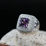 Amethyst Natural Gemstone Pure Silver Ring