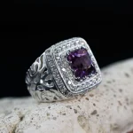 ⁦Amethyst Natural Gemstone Pure Silver Ring⁩ - الصورة ⁦2⁩