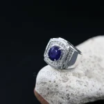 Natural Blue Sapphire (Certified) Ring - Real Silver Ring