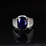 ⁦Natural Blue Sapphire (Certified) Ring - Silver Ring⁩ - الصورة ⁦4⁩