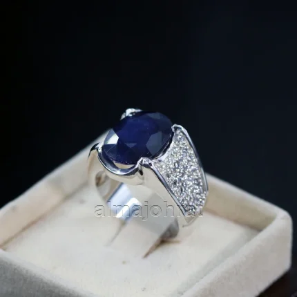Natural Blue Sapphire (Certified) Ring - Silver Ring
