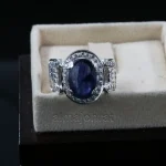 Natural Blue Sapphire (Certified) Ring - Silver Ring