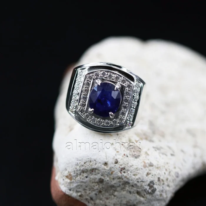 ⁦Natural Blue Sapphire (Certified) Ring - Real Silver Ring⁩ - الصورة ⁦2⁩