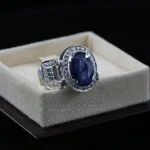 ⁦Natural Blue Sapphire (Certified) Ring - Silver Ring⁩ - الصورة ⁦2⁩