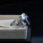 ⁦Natural Blue Sapphire (Certified) Ring - Silver Ring⁩ - الصورة ⁦3⁩