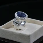 ⁦Natural Blue Sapphire (Certified) Ring - Silver Ring⁩ - الصورة ⁦4⁩