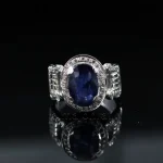 ⁦Natural Blue Sapphire (Certified) Ring - Silver Ring⁩ - الصورة ⁦5⁩