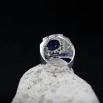⁦Natural Blue Sapphire (Certified) Ring - Real Silver Ring⁩ - الصورة ⁦4⁩