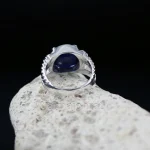 ⁦Natural Blue Sapphire (Certified) Ring - Silver Ring⁩ - الصورة ⁦3⁩