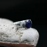 ⁦Natural Blue Sapphire (Certified) Ring - Silver Ring⁩ - الصورة ⁦2⁩